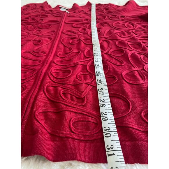 Catherine’s Womens Berry Embellished Ribbon Design Zipper Cardigan Sweater Sz 1X - Picture 5 of 7